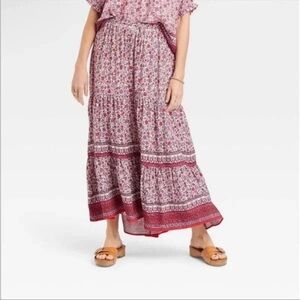 Women's XL Knox Rose Floral Drawstring Waist Midi Skirt